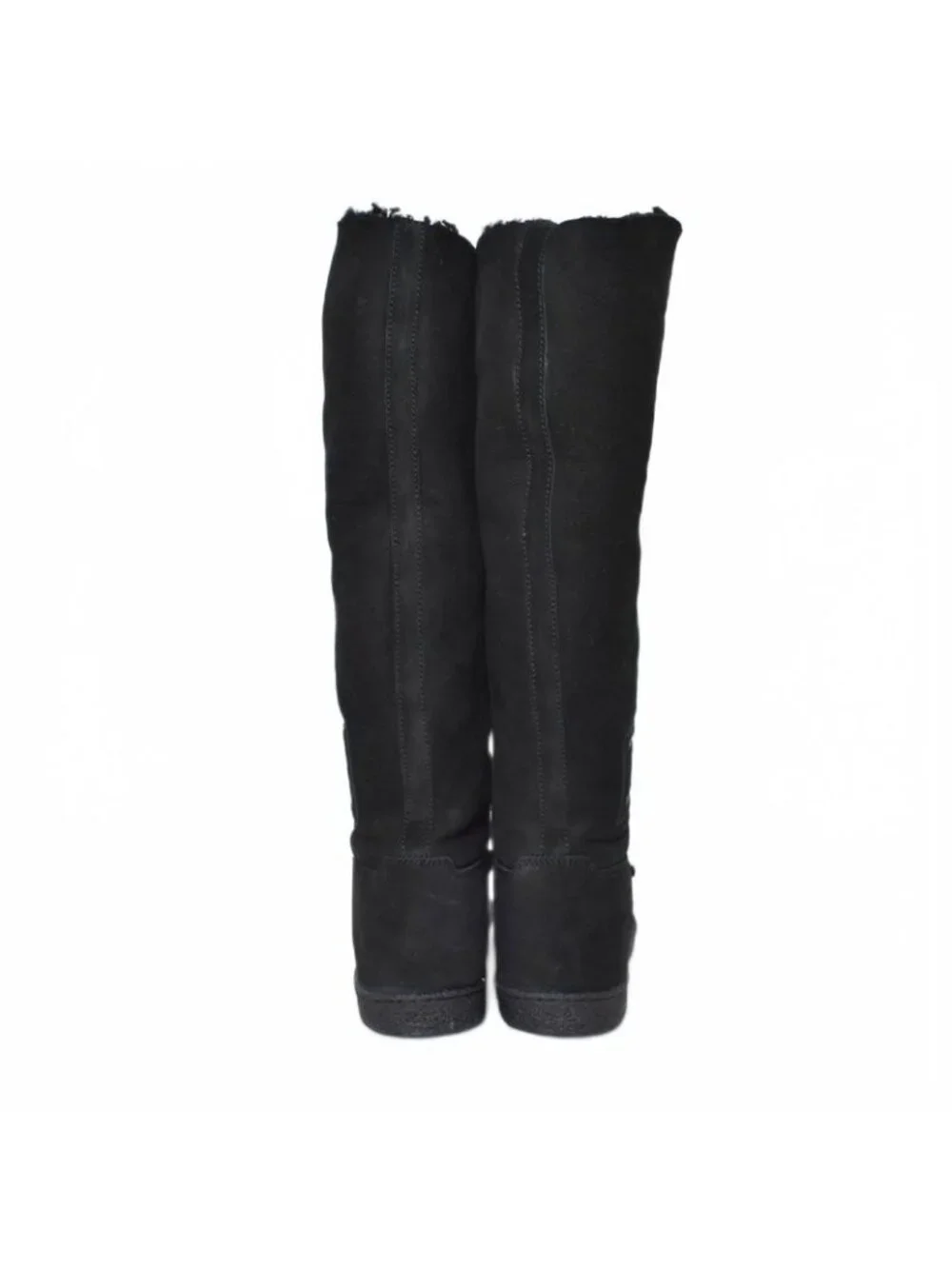 Chanel Long Boots Mouton Inner Shearling Coco Mark 36.5 Black Aa - Picture 3 of 8